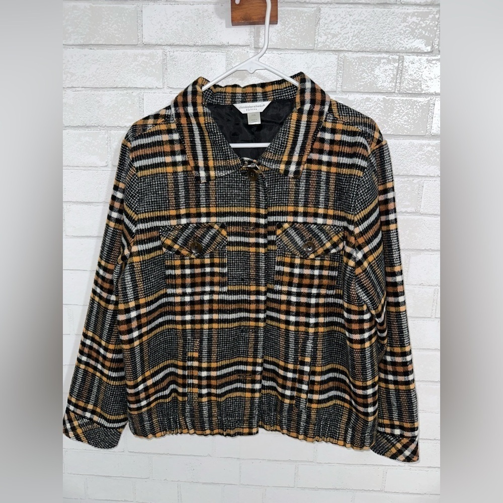 Christopher & Banks Women's Long Sleeve Wool Blend Plaid Outdoors Petite XL